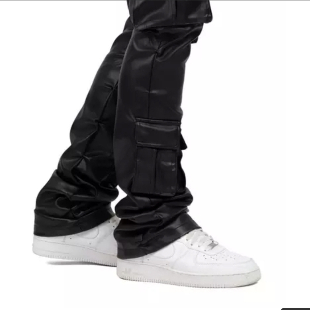 Smoke Rise Men's Stacked Flare Cargo Pants - Black - Picture 8 of 8